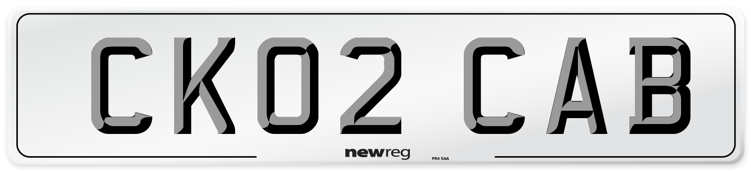 CK02 CAB Number Plate from New Reg